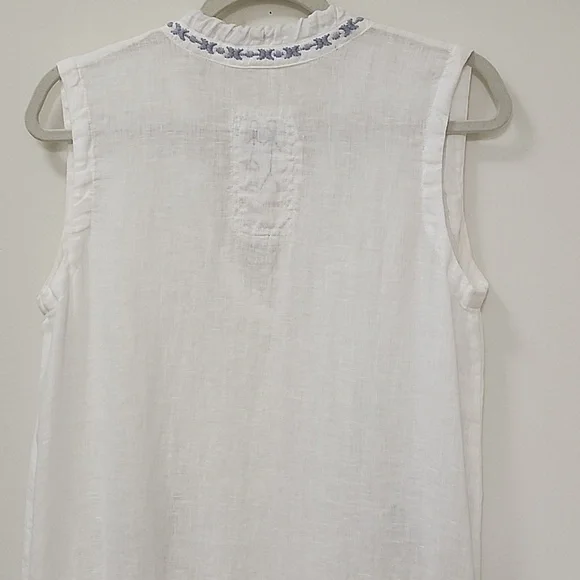 Jonny Was Pete & Greta White 100% Linen Chunky Tassel Boho Drop Waist Dress XS - Picture 11 of 16